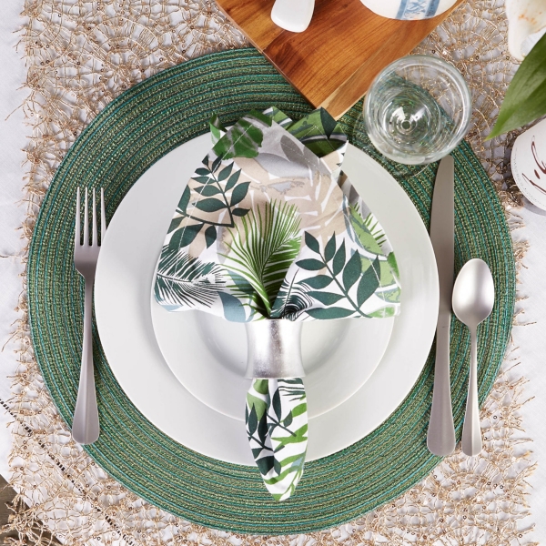 Green Variegated Round Placemats, Set of 6 Kirklands Home