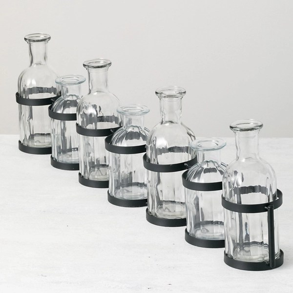 Glass Bottle Runner with Fitted Metal Frame Kirklands Home