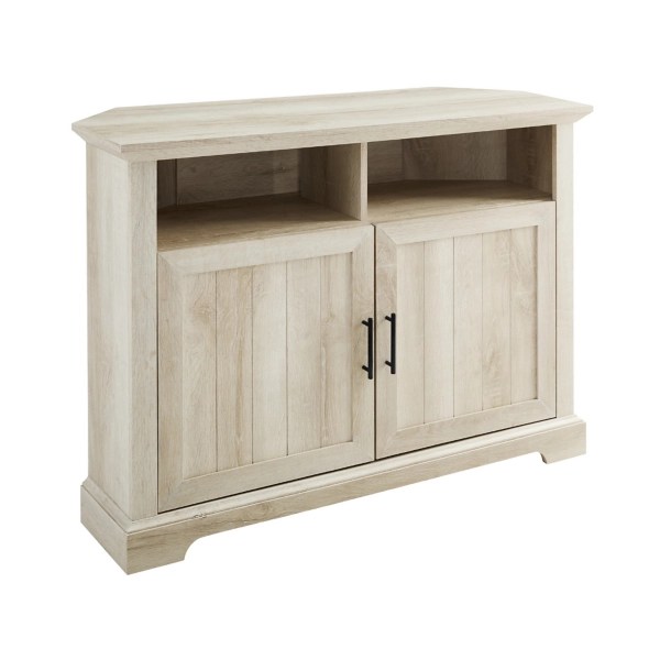 White Oak Grooved Door Corner TV Stand Kirklands Home