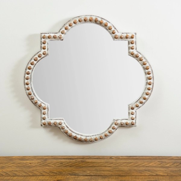 White Beaded Quatrefoil Wall Mirror Kirklands Home