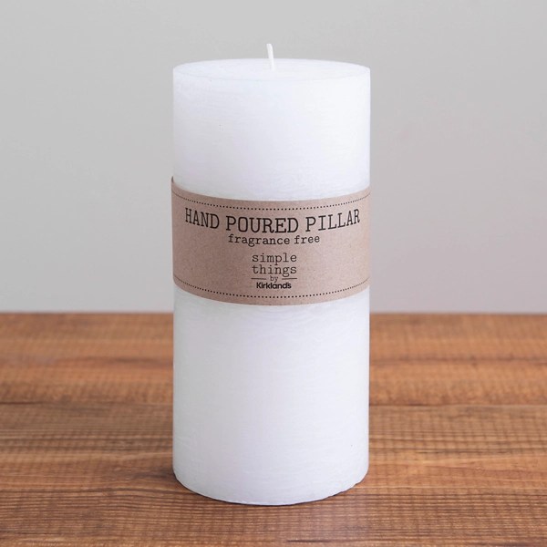 Wide White Unscented Pillar Candle, 8 in. Kirklands Home