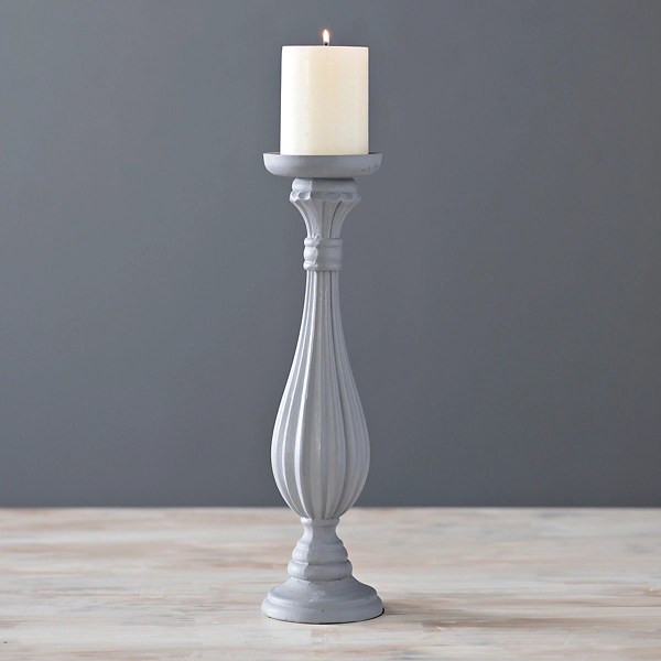 Gray Matte Pillar Candle Holder, 16 in. Kirklands Home