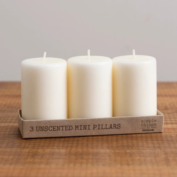 Ivory Unscented Mini Pillar Candles, Set of 3 Kirklands Home