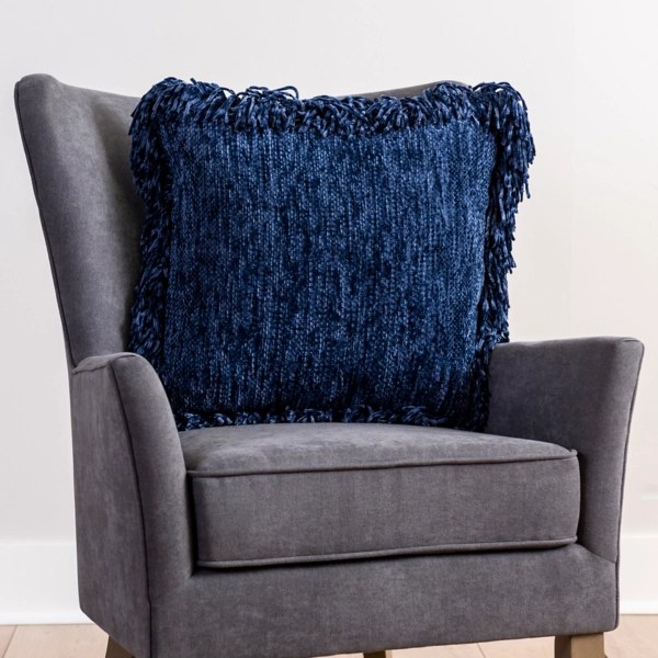 Navy Chenille Fringe Pillow Kirklands Home