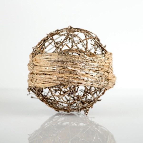 Rattan Glitter Ball Ornament Kirklands Home