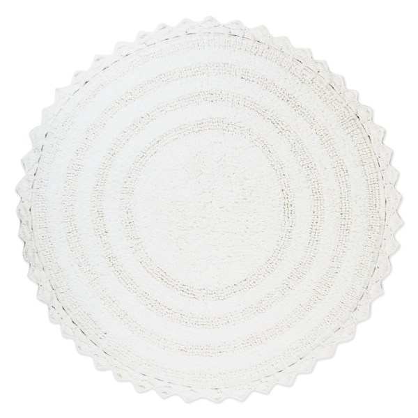 White Large Crochet Round Bath Mat Kirklands Home