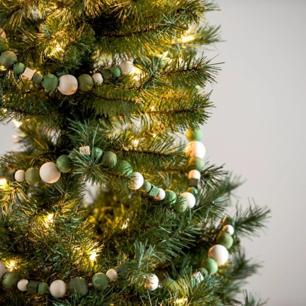Green and Cream Wooden Bead Garland Kirklands Home