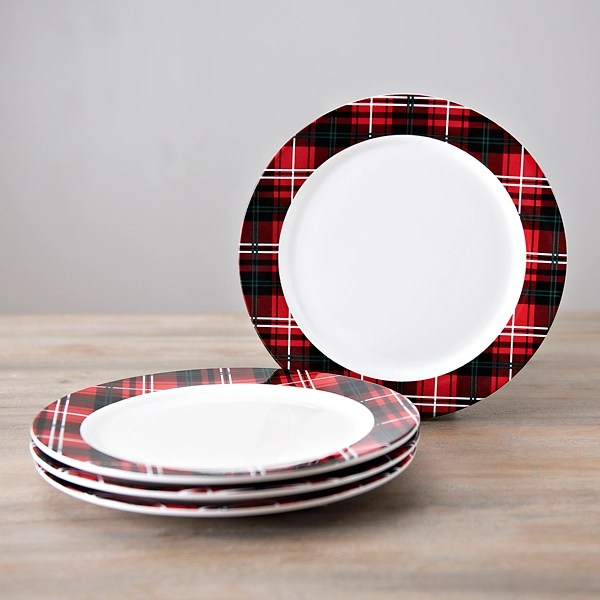 Red Tartan Plaid Dinner Plates, Set of 4 Kirklands Home