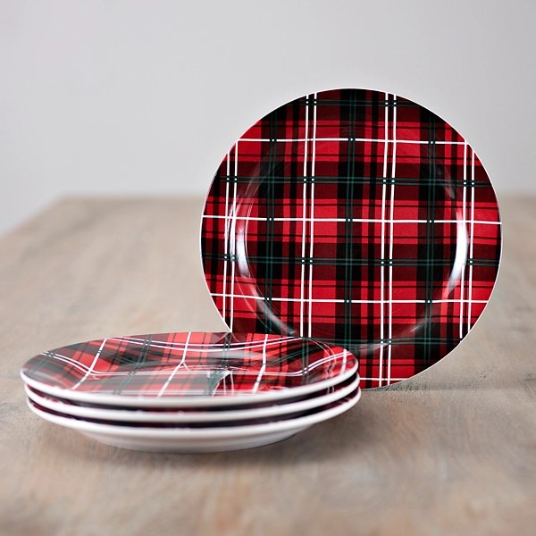 Red Tartan Plaid Salad Plates, Set of 4 Kirklands Home