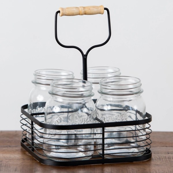Black Wire Utensil Caddy with Wooden Handle Kirklands Home