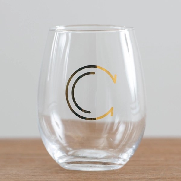 Gold Monogram C Stemless Wine Glasses, Set of 2 Kirklands Home