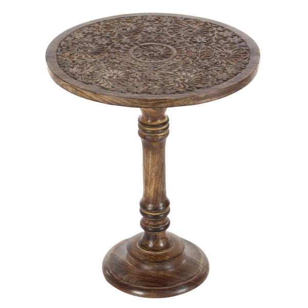 Carved Mandala Mango Wood Accent Table Kirklands Home