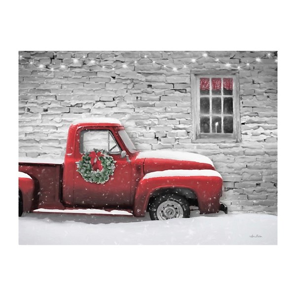 Snowy Red Christmas Truck Canvas Art Print Kirklands Home