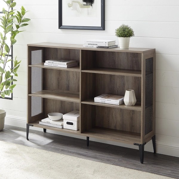 Gray Wash Bookshelf with Mesh Sides Kirklands Home