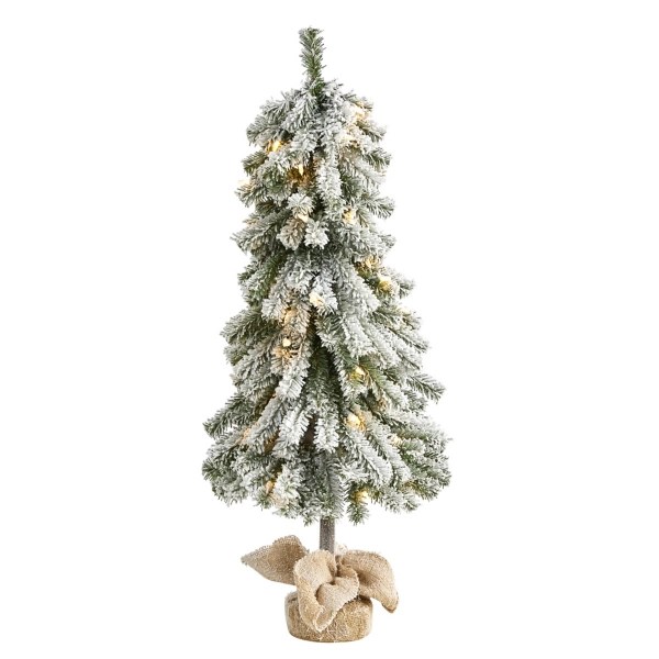 3 ft. Flocked Lit Alpine Christmas Tree in Burlap Kirklands Home
