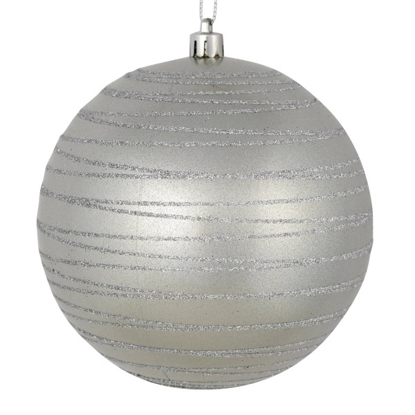 Silver Glitter Line Ball Ornaments, Set of 4 Kirklands Home