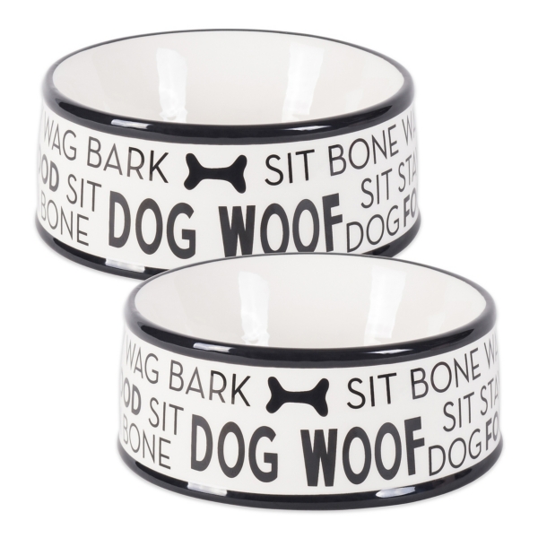 Black and White Ceramic Dog Bowls, Set of 2 Kirklands Home
