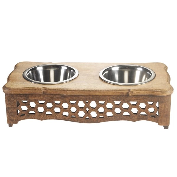 Mango Wood Design Dog Bowl Kirklands Home