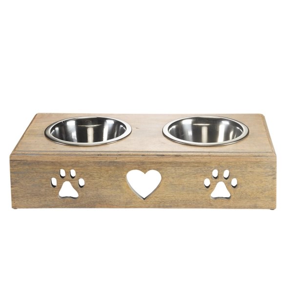 Mango Wood Heart Cutout Dog Bowl Kirklands Home