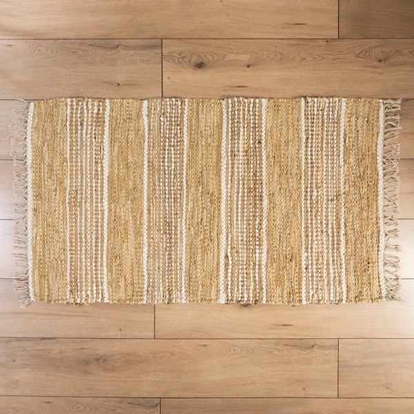 Leather and Jute Striped Scatter Rug Kirklands Home