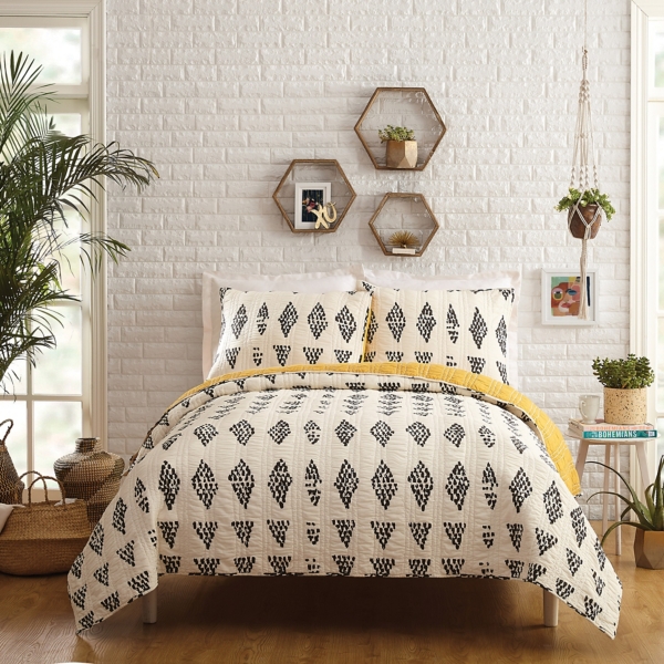 Quality coverlet set cotton quilt set 3pcs embroidery bedspread queen king size white grey color. kirklands