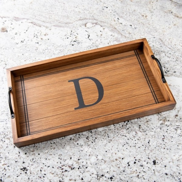 Natural and Black Monogram D Wooden Tray Kirklands Home