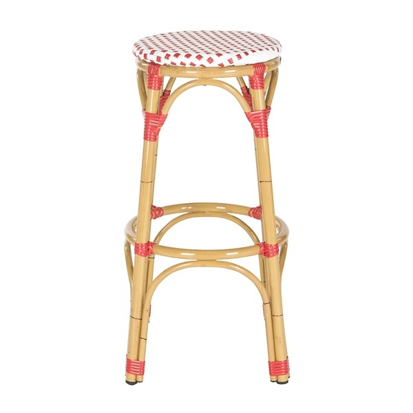 Red and White Rattan Outdoor Bar Stool Kirklands Home