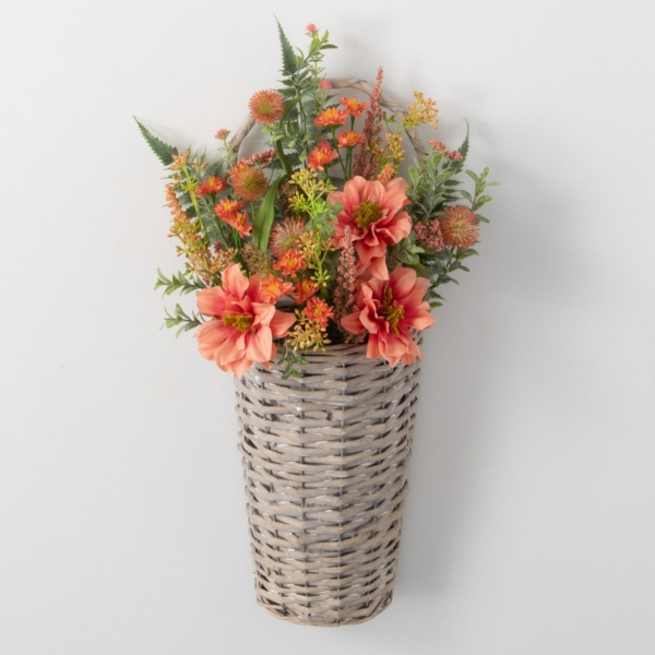 Pink Dahlia Mix Wall Basket Kirklands Home