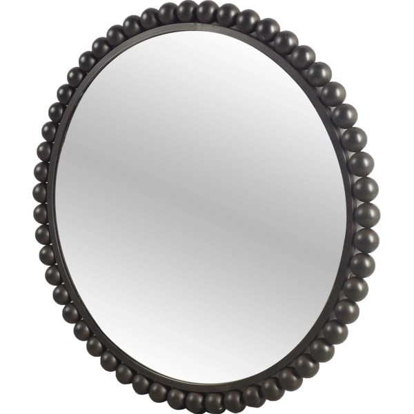 Matte Black Metal Beaded Round Mirror Kirklands Home