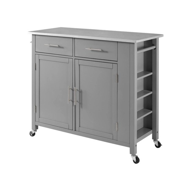 Susanne Stainless Top and Gray Wood Kitchen Island Kirklands Home