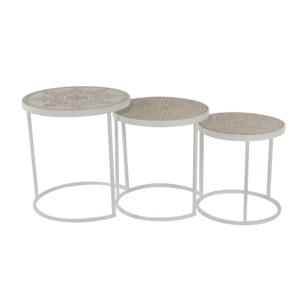 Round White Fir Wood 3Pc. Nesting Tables Kirklands Home
