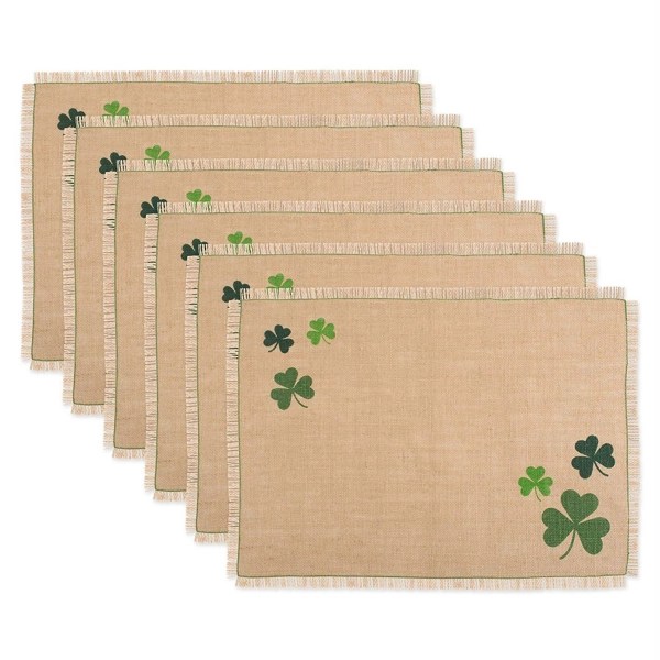 Green Shamrock Print Jute Placemats, Set of 6 Kirklands Home