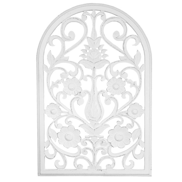 White Ornate Floral Wooden Arch Wall Plaque Kirklands Home