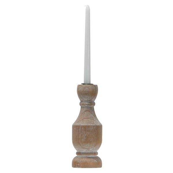 Whitewashed Wood Taper Candle Holder, 9 in. Kirklands Home
