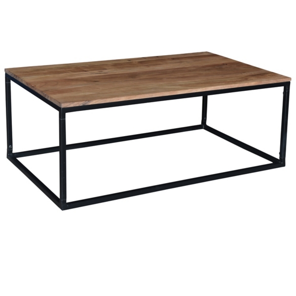 Acacia Wood and Black Iron Coffee Table Kirklands Home