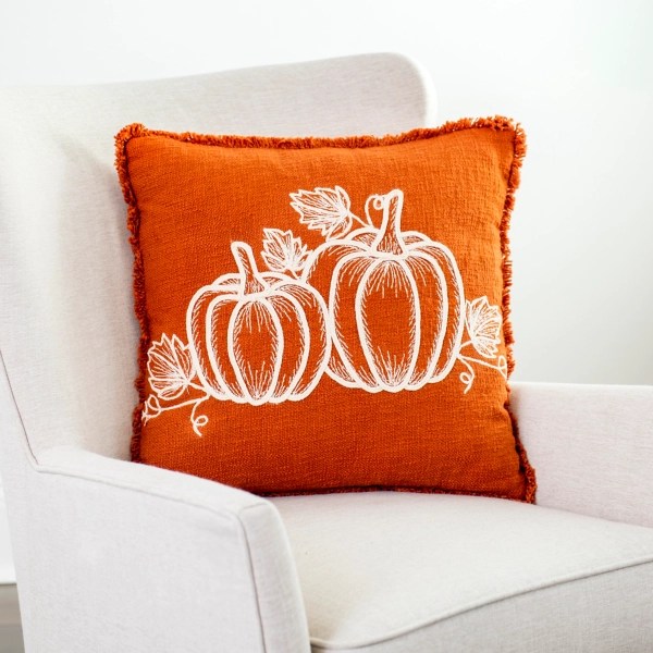 Orange Pumpkin Embroidered Pillow Kirklands Home
