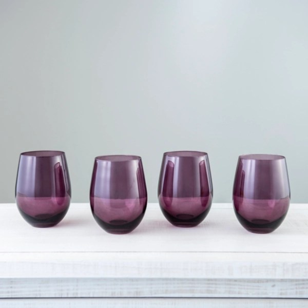 Plum Jewel Stemless Wine Glasses, Set of 4 Kirklands Home