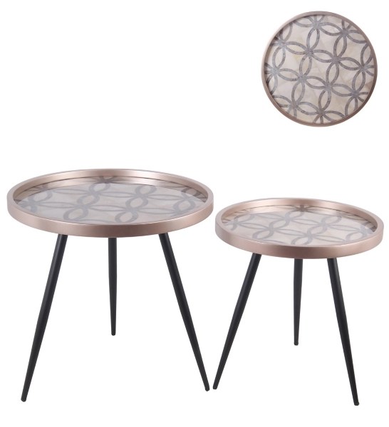 Black and Champagne Metal Accent Tables, Set of 2 Kirklands Home