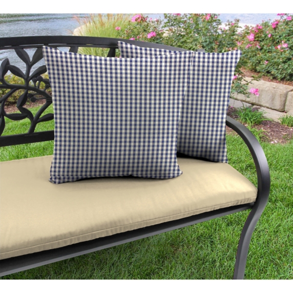 Lapis Gingham Outdoor Pillows, Set of 2 Kirklands Home