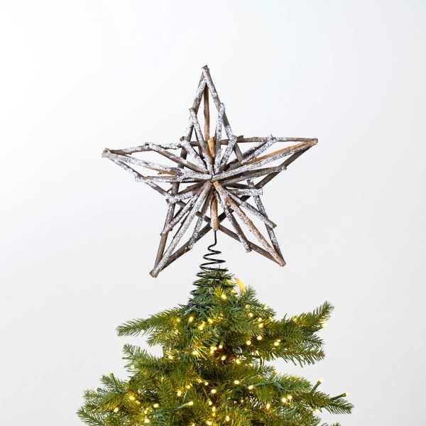 Flocked Rattan Star Christmas Tree Topper Kirklands Home