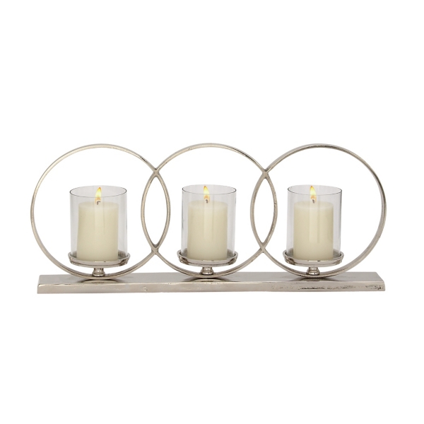 Silver Overlapping Halo Hurricane Candle Runner Kirklands Home