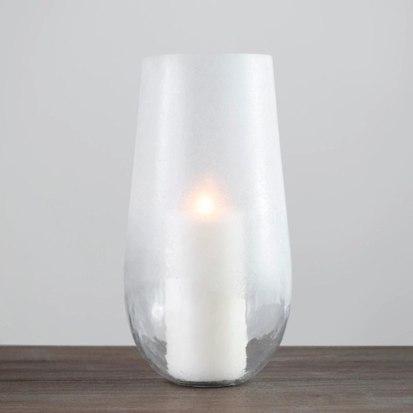 Clear Frosted Glass Hurricane, 15 in. Kirklands Home