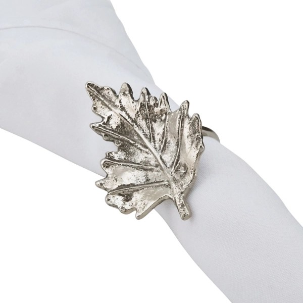 Silver Foliage Harvest Napkin Rings, Set of 4 Kirklands Home