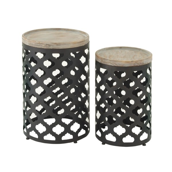 Black Pierced Metal Accent Tables, Set of 2 Kirklands Home