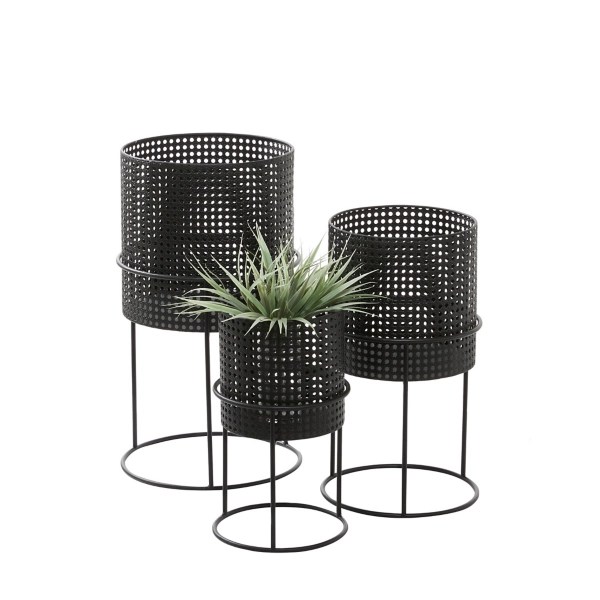 Black Metal Basket Weave Planters, Set of 3 Kirklands Home
