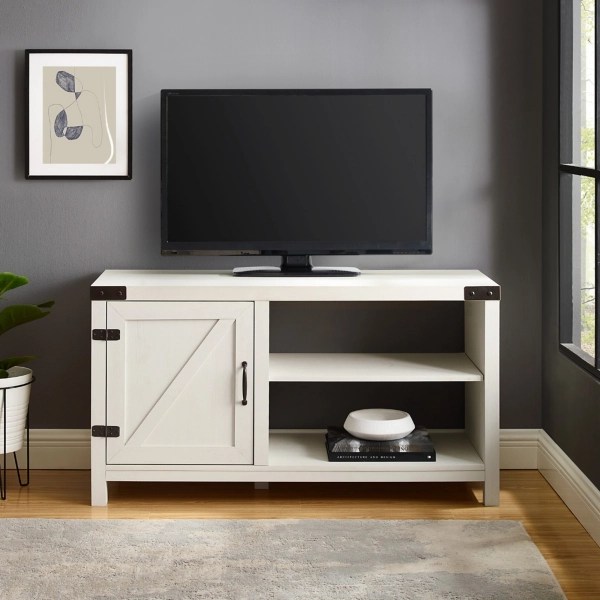 White Barn Door Console TV Stand Kirklands Home