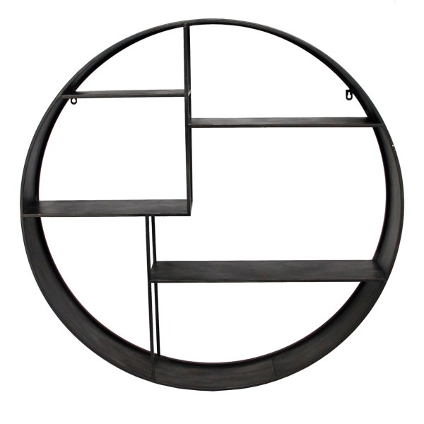 Black and Gray Metal Round Wall Shelf Kirklands Home