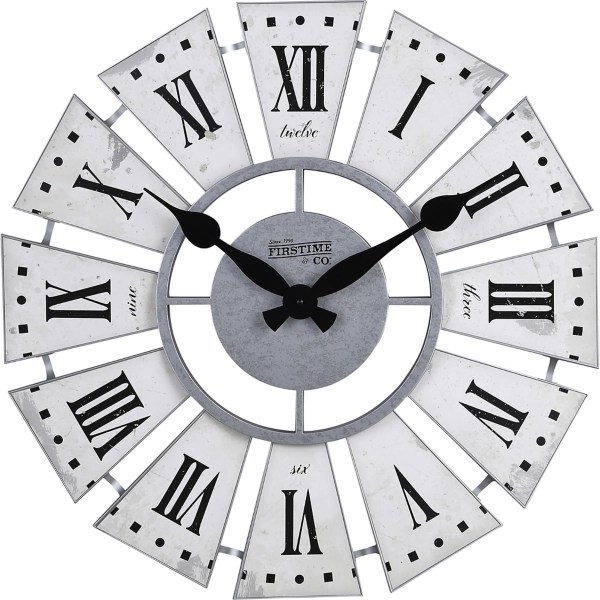 White Windmill Galvanized Wall Clock Kirklands Home