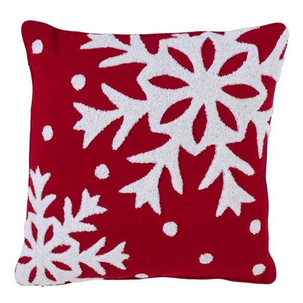 Red Back White Snowy Snowflake Christmas Pillow Kirklands Home