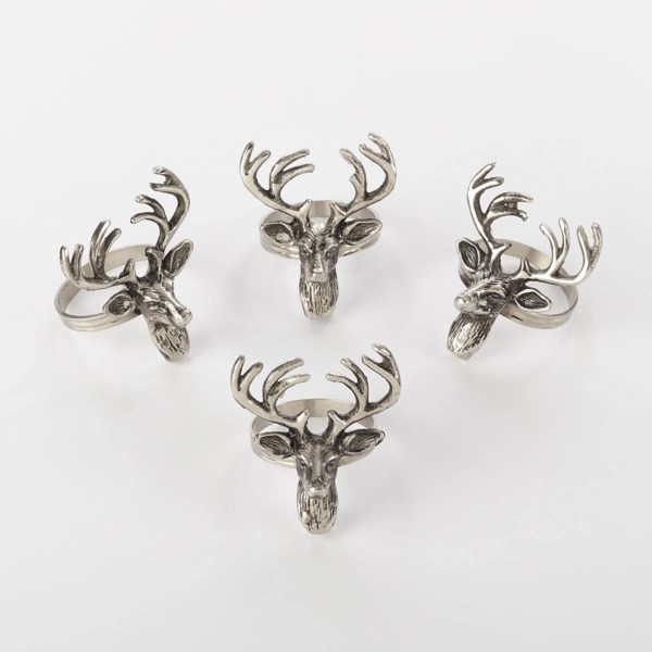 Silver Reindeer Head Napkin Rings, Set of 4 Kirklands Home
